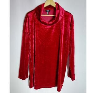 NWT JONES NEW YORK SIGNATURE Red Velvet Long Sleeve Top Size XL